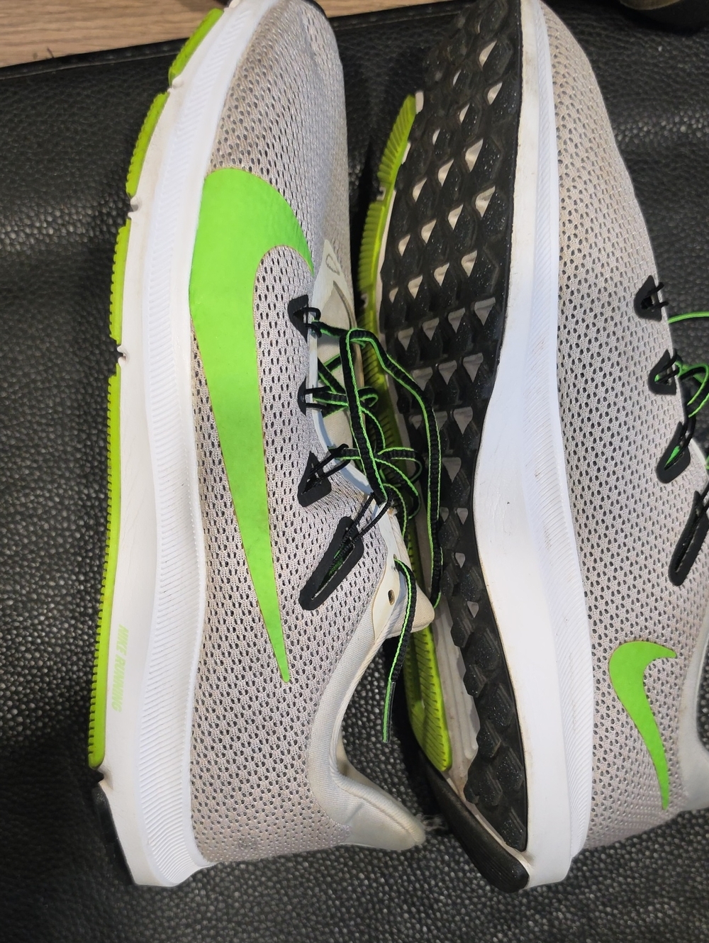 Nike Men’s Athletic Shoes - Light Gray with Neon Green Swoosh